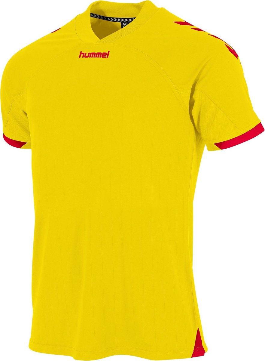 Hummel Fyn Shirt Korte Mouw Heren - Geel / Rood | Maat: XL
