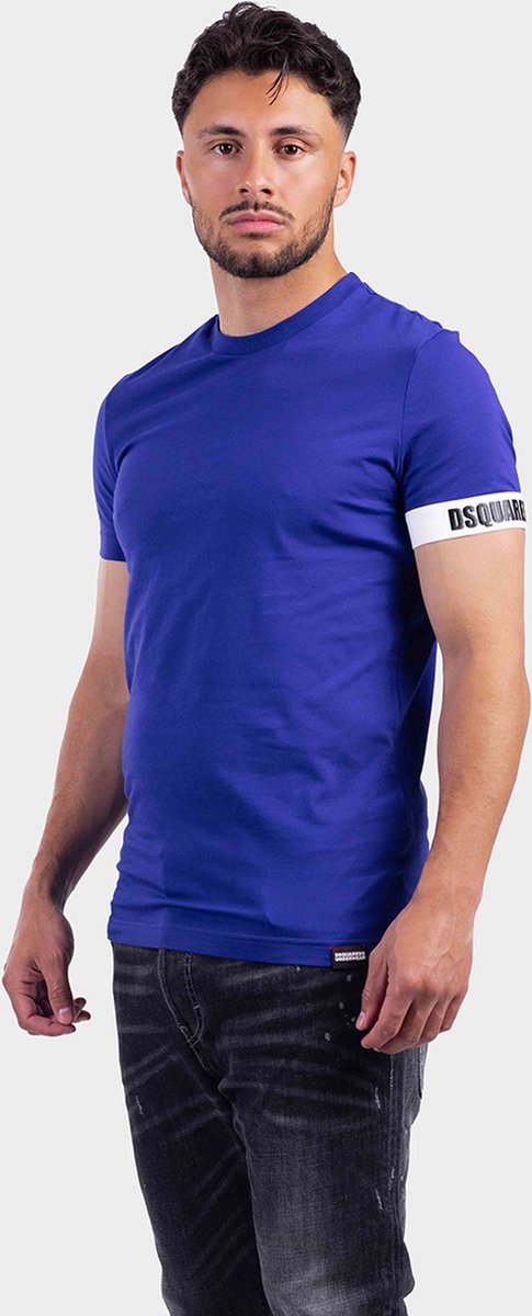 Dsquared2 Tape Logo T-Shirt Heren Blauw - Maat: XS