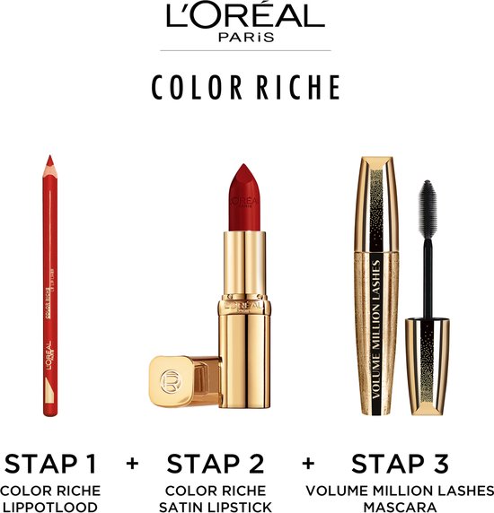 L’Oréal Paris Color Riche Satin Lipstick - Verzorgende, Lippenstift Verrijkt met Arganolie - 362 Cappucino Crystal- Rood - 4,54 gr - L’Oréal Paris