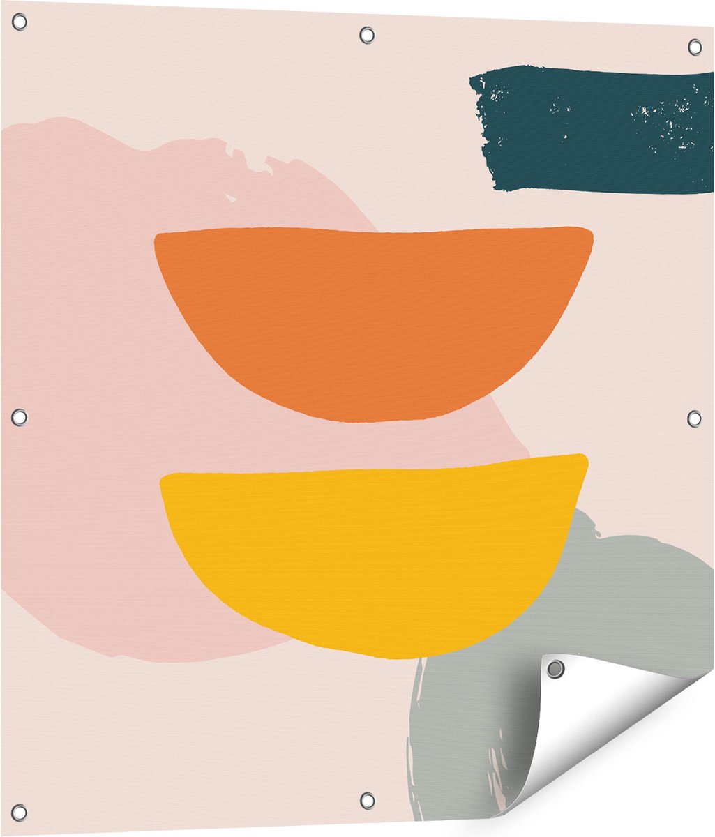 Gards Tuinposter Abstracte Kunst in Scandinavische Stijl - 80x80 cm - Tuindoek - Tuindecoratie - Wanddecoratie buiten - Tuinschilderij Multikleur