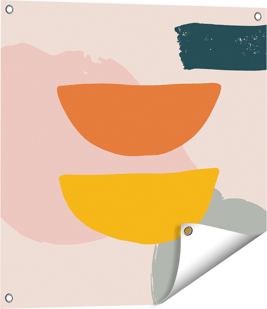 Gards Tuinposter Abstracte Kunst in Scandinavische Stijl - 60x60 cm - Tuindoek - Tuindecoratie - Wanddecoratie buiten - Tuinschilderij Multikleur