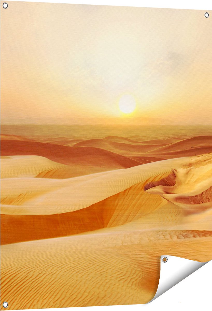 Gards Tuinposter Woestijn bij Zonsondergang in de Sahara - 80x100 cm - Tuindoek - Tuindecoratie - Wanddecoratie buiten - Tuinschilderij Multikleur