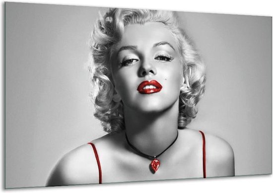 Glas schilderij Marilyn Monroe | Grijs, Zwart | 120x70cm 1Luik | print op... | bol.com