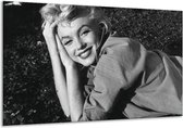 Glasschilderij Marilyn Monroe - Zwart, Grijs - 120x70cm 1Luik - Foto Op Glas - Geen Acrylglas Schilderij - GroepArt 6000+ Glasschilderijen Art Collectie - Wanddecoratie - Woonkamer - Slaapkamer