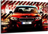 Schilderij Op Canvas - Groot -  BMW - Zwart, Rood, Wit - 140x90cm 1Luik - GroepArt 6000+ Schilderijen Woonkamer - Schilderijhaakjes Gratis