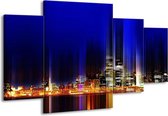 GroepArt - Schilderij -  Modern - Blauw, Geel - 160x90cm 4Luik - Schilderij Op Canvas - Foto Op Canvas