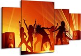 GroepArt - Schilderij -  Dansen - Rood, Zwart, Geel - 160x90cm 4Luik - Schilderij Op Canvas - Foto Op Canvas