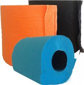 3x rouleaux de papier toilette coloré 140 feuilles - Décoration de fournitures de fête à thème Turquoise / noir / orange - Papier toilette / papier plâtre