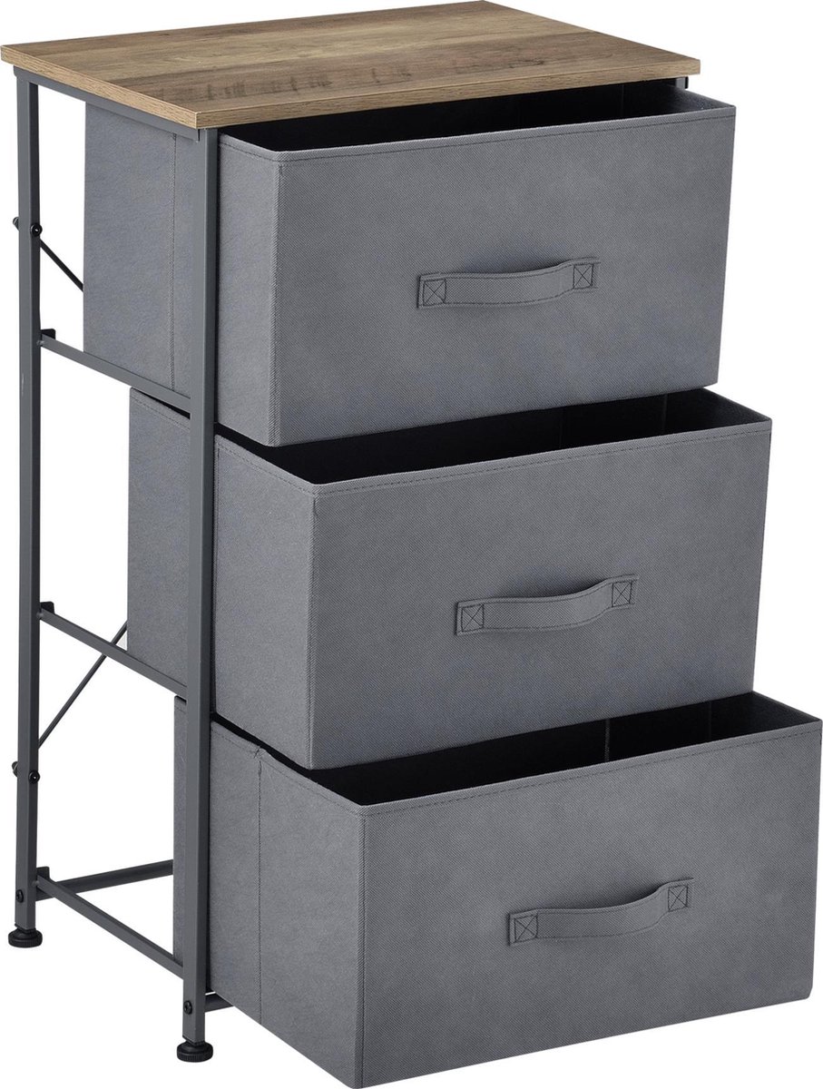 Commode met lades niet-geweven textiel 73x45x30 grijs hout Commode met lades niet-geweven textiel 73x45x30 grijs hout