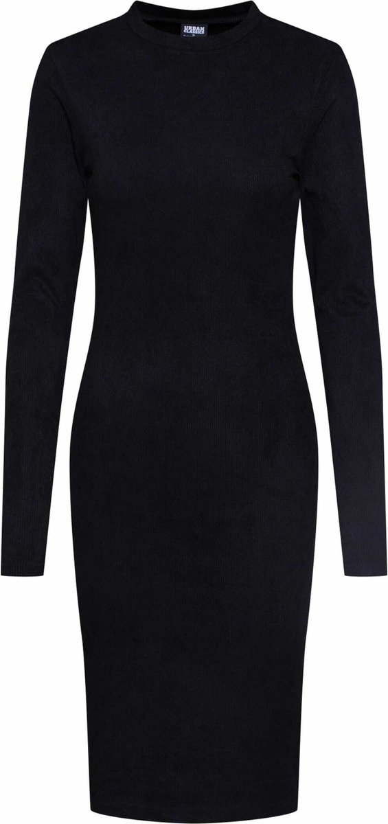 urban classics Peached Rib Dames Jurk Zwart