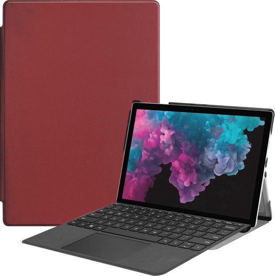 Tablet Hoes geschikt voor Microsoft Surface Pro 7 - Tri-Fold Book Case - Donker Rood