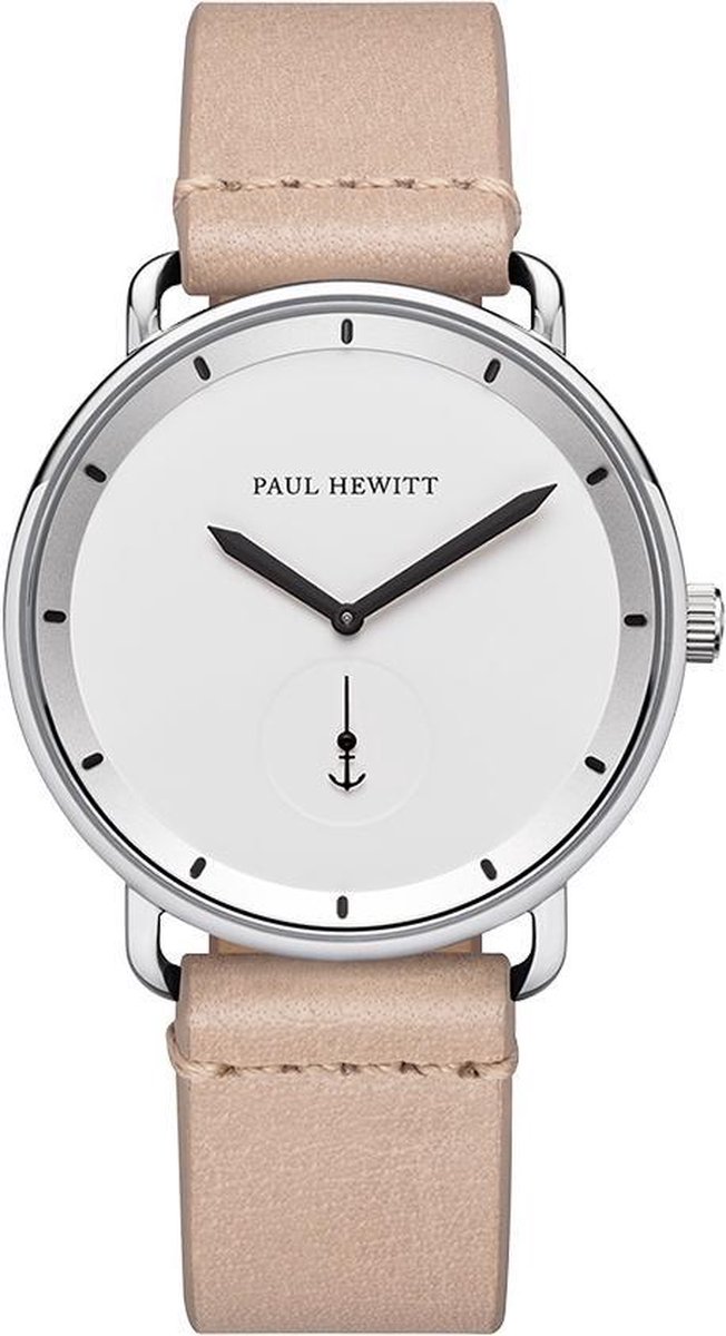 Paul Hewitt Breakwater Line PH-BW-S-W-56M - Horloge - Leer - Zilverkleurig - 42mm