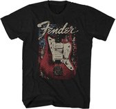Fender Heren Tshirt -2XL- Distressed Guitar Zwart