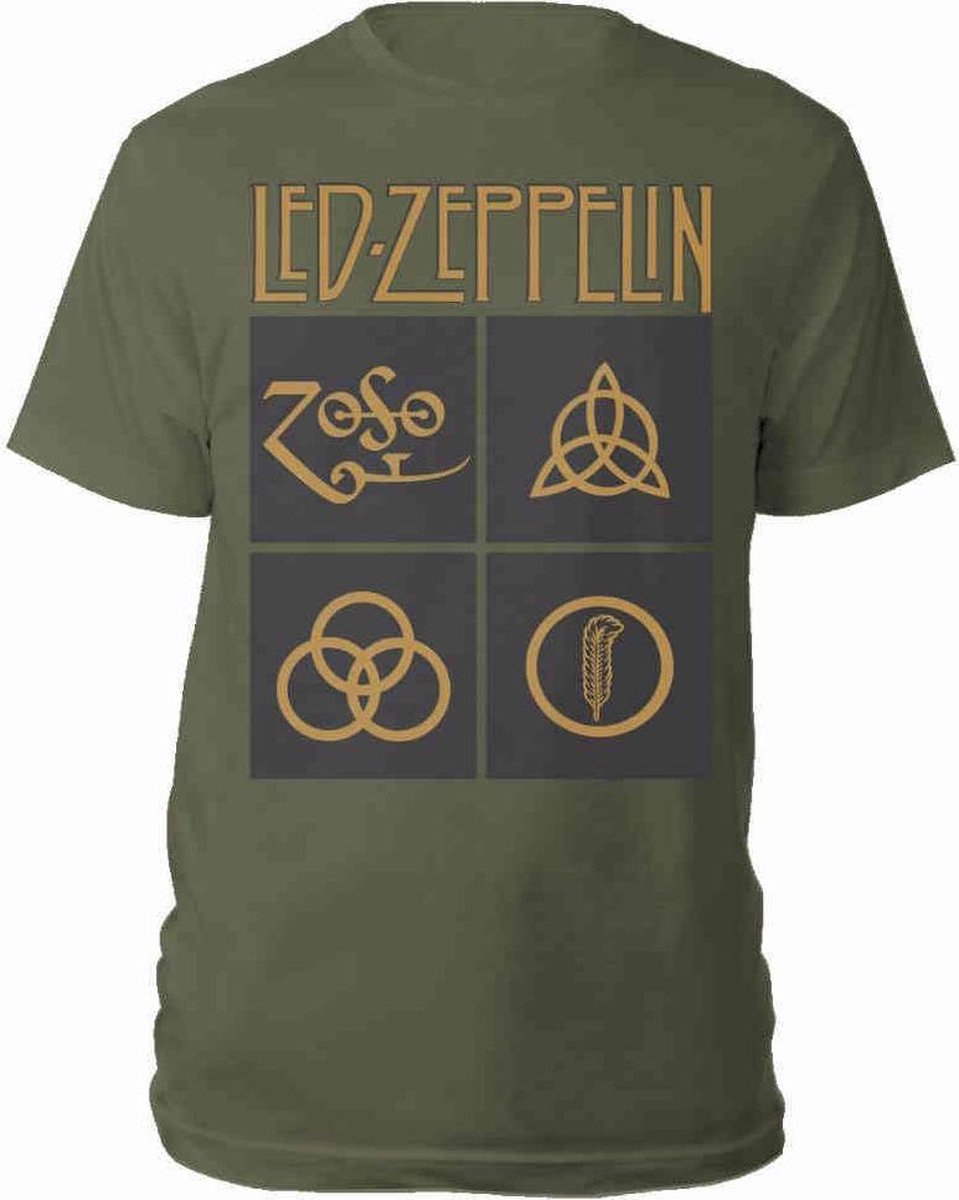 Led Zeppelin Green Symbols Heren T-shirt - olijf - M