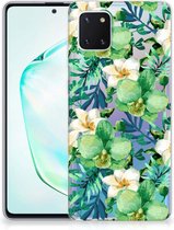 Back Cover Geschikt voor Samsung Note 10 Lite TPU Siliconen Hoesje Orchidee Groen
