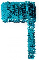 Paillettenband breed elastisch turquoise