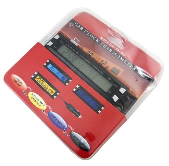 Auto Thermometer Digitaal met Klok voor Binnen en Buiten incl