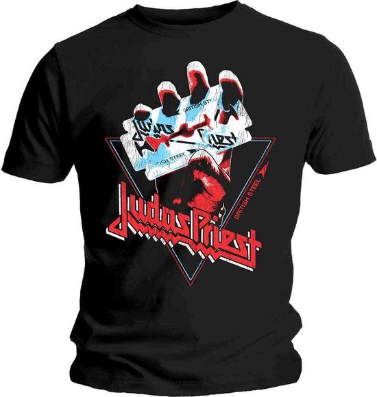 Judas Priest - British Steel Hand Triangle Heren T-shirt - XL - Zwart