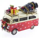 Kerstdecoraties - Metalen Bus Rood 25x12x18cm
