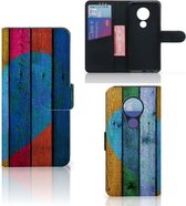 Smartphone Hoesje Nokia 7.2 | Smartphone Hoesje Nokia 6.2 Book Style Case Wood Heart