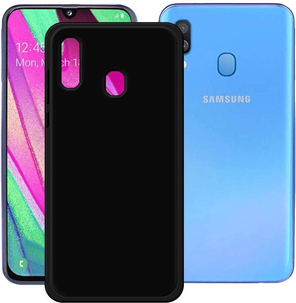 Soft Backcover Hoesje Geschikt voor: Samsung Galaxy A40 - Silicone - Zwart