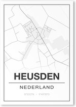 Poster/plattegrond HEUSDEN (ASTEN) - 30x40cm