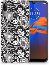 Back Case Motorola Moto E6 Plus TPU Siliconen Hoesje Black Flowers