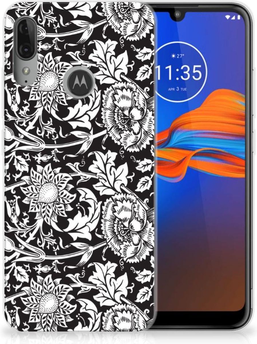 Motorola Moto E6 Plus TPU Case Black Flowers