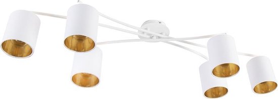 QAZQA lofty - Moderne Hanglamp met kap - 6 lichts - L 1010 mm - Wit - Woonkamer | Slaapkamer | Keuken