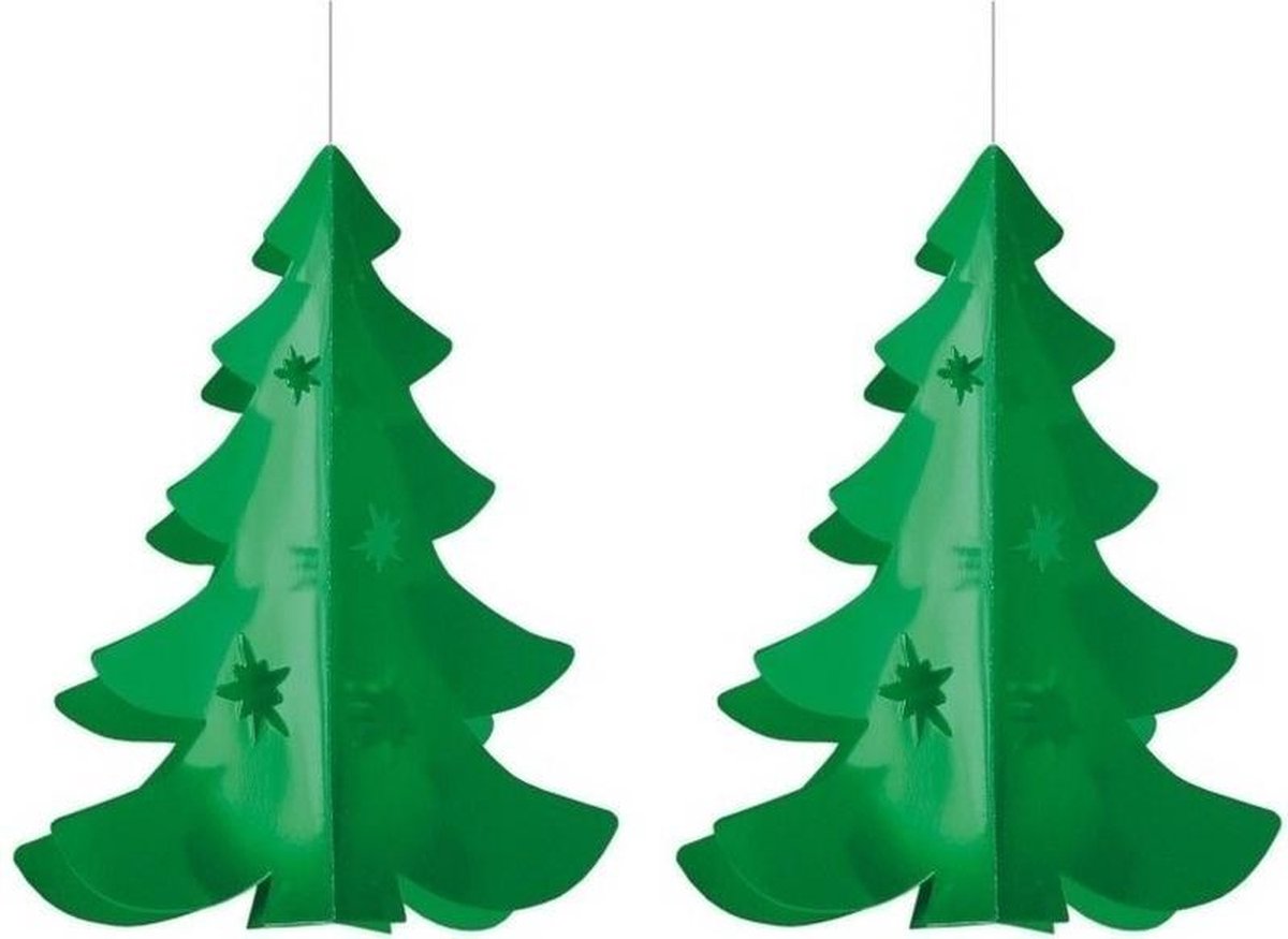 2x Hangdecoratie kerstboom groen 35 cm Kerstversiering/decoratie