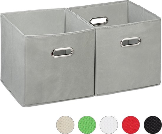 Relaxdays opbergbox stof - set van 2 - opvouwbaar - opbergmand - 30 cm -  kast... | bol.com