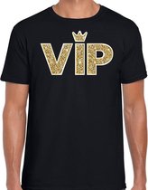 VIP goud glitter and glamour tekst t-shirt zwart voor heren S