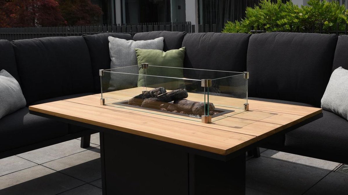 Cosi Cosiloft Relax - Table de feu à hauteur de table - Noir avec teck