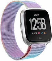 Milanees Smartwatch bandje - Geschikt voor  Fitbit Versa / Versa 2 Milanese band - rainbow - Maat: S - Horlogeband / Polsband / Armband