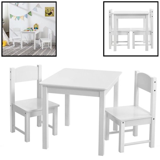 Tol som veelbelovend Decopatent® Kindertafel met stoeltjes van hout - 1 tafel en 2 stoelen voor  kinderen -... | bol.com