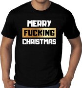 Grote maten fout Kerst t-shirt - Merry Fucking Christmas - zwart voor heren - kerstkleding / kerst outfit 3XL