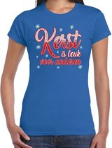 Fout kerstshirt / t-shirt blauw kerst is leuk voor anderen voor dames - kerstkleding / christmas outfit S