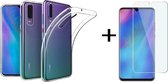 Huawei P30 Transparant Hoesje Flexibel TPU Siliconen Case+ Glazen screenprotector - van Bixb