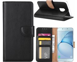 Samsung Galaxy A6+ (2018) case Zwart telefoon hoesje met pasjeshouder met opbergvakjes - van Bixb