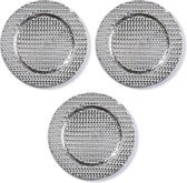 3x Ronde zilveren kaarsenplateaus/kaarsenborden met gevlochten patroon 33 cm - onderborden / kaarsenborden / onderzet borden voor kaarsen
