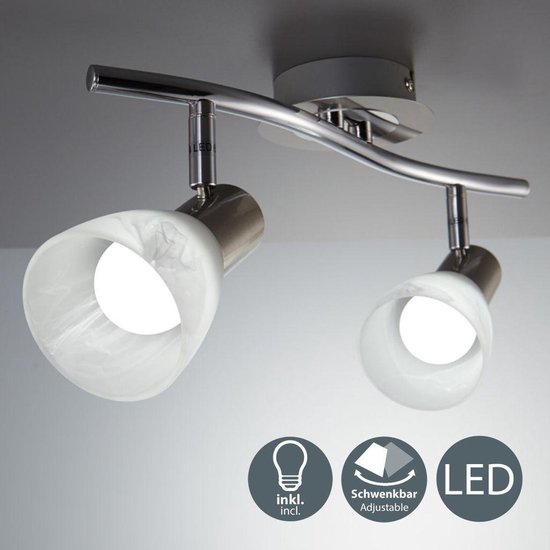 Plafonnier LED 4 spots orientable verre luminaire plafond salon E14 blanc  chaud