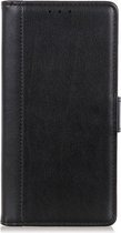 Shop4 - Oppo A5 (2020) Hoesje - Wallet Case Grain Zwart