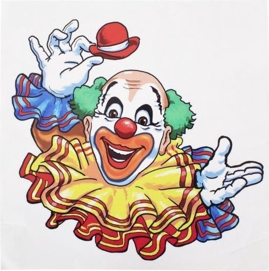 Sticker fenêtre clown joyeux 35 x 40 cm - Sticker décoratif - Déco