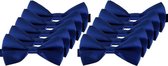 10x Blauwe verkleed vlinderstrikjes 12 cm voor dames/heren - Blauw thema verkleedaccessoires/feestartikelen - Vlinderstrikken/vlinderdassen met elastieken sluiting