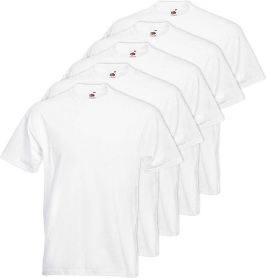 5x Grote maten basic witte t-shirt voor heren - voordelige katoenen shirts
