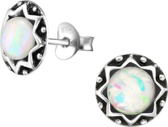 Aramat jewels ® - Aramat jewels oorbellen opaal 925 zilver 9mm