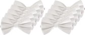 10x Witte verkleed vlinderstrikjes 12 cm voor dames/heren - Wit thema verkleedaccessoires/feestartikelen - Vlinderstrikken/vlinderdassen met elastieken sluiting