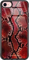 iPhone 8/7 hoesje glass - Slangenprint rood | Apple iPhone 8 case | Hardcase backcover zwart