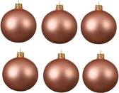 6x Roze glazen kerstballen 6 cm - Mat/matte - Kerstboomversiering roze