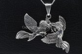 Zilveren Hanengevecht ketting hanger